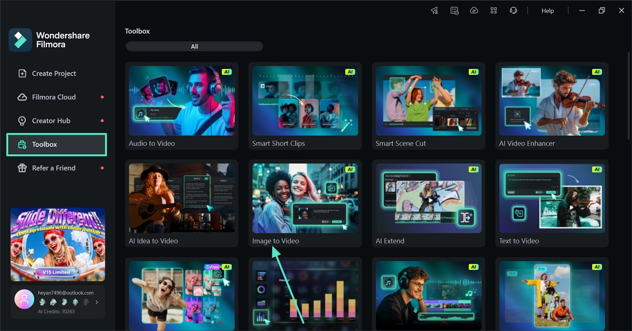 select image to video in toolbar