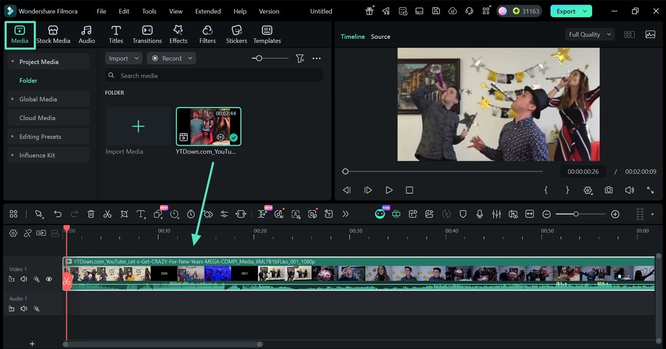 drag and drop video to timeline