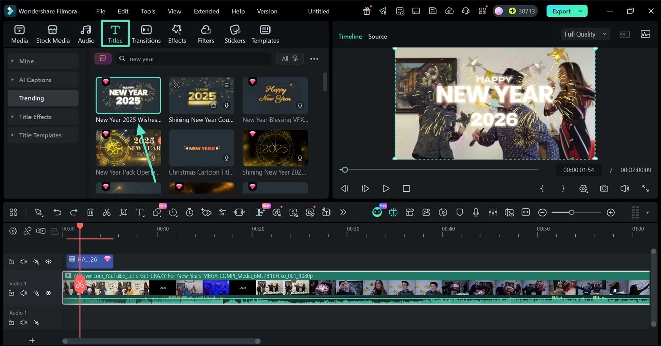 add new year title to video