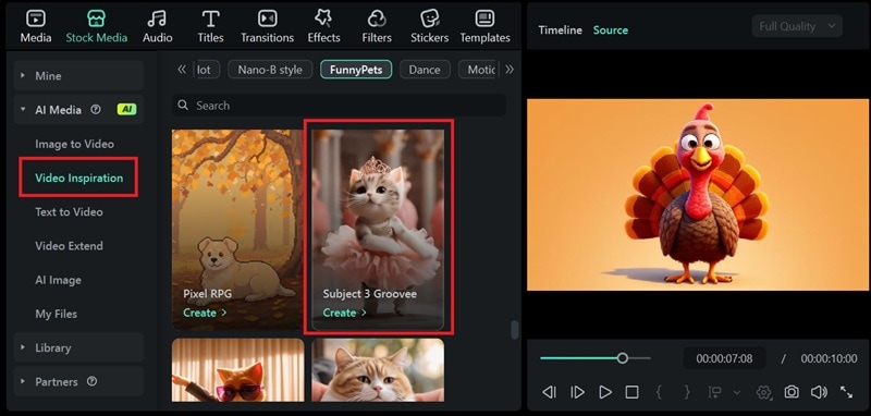 select from ai template