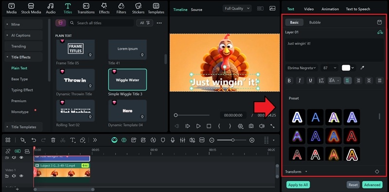 customize the caption text