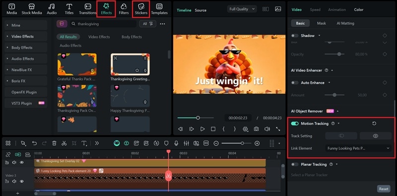enhance with thanksgiving stickers or effects