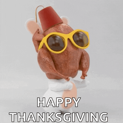 funny turkey dance gif with hat
