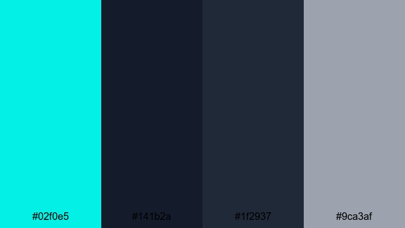 futuristic dashboard glow bright turquoise color palette with hex codes