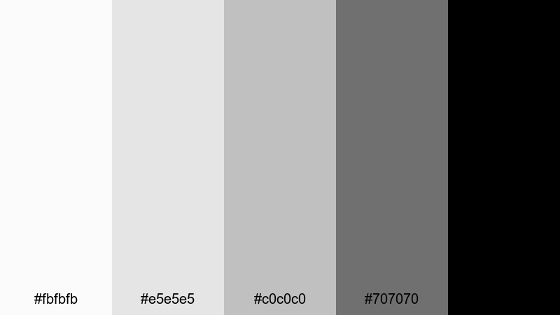 gala premiere monotone white black color palette with hex codes