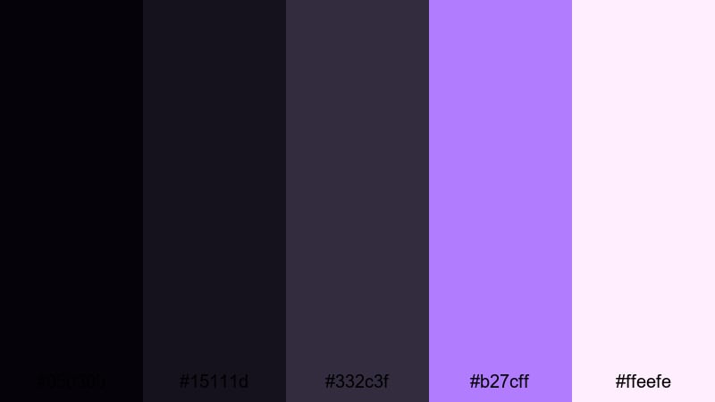 galactic noir frame space color palette with hex codes
