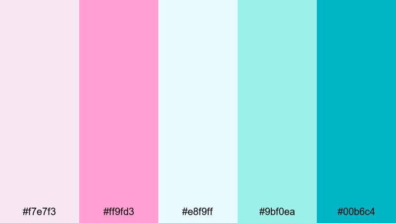 gallery neon accent pink turquoise color palette with hex codes