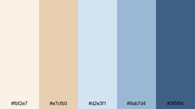 gallery studio calm blue cream color palette with hex codes