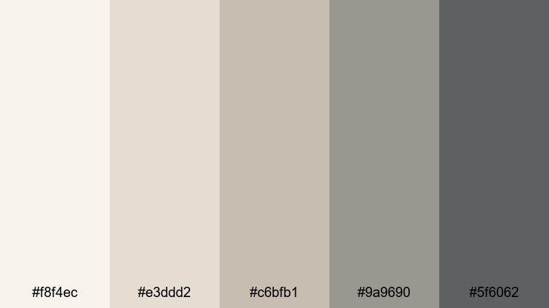 gallery wall chic beige gray color palette with hex codes