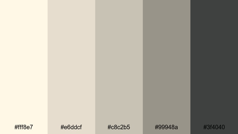 gallery wall neutrals cosmic latte color palette with hex codes