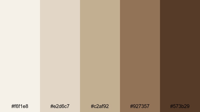 gallery wall neutrals cream brown color palette with hex codes