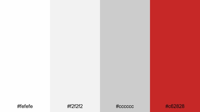 gallery wall statement white red color palette with hex codes