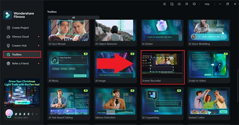 open the screen recorder feature