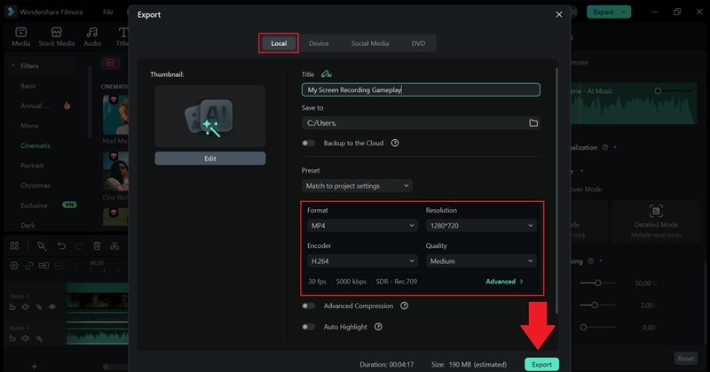 export and save your video