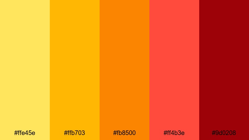 game stream inferno yellow orange red color palette with hex codes