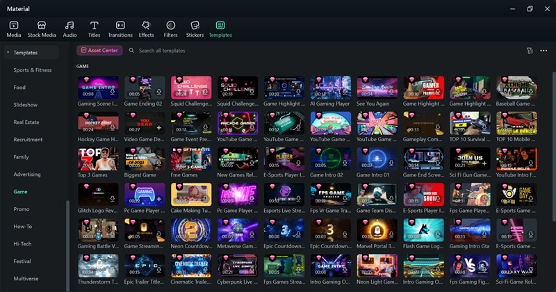 games video editor with gaming template