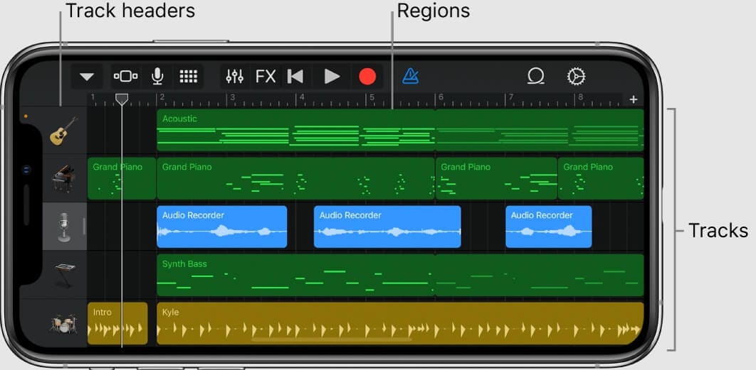 Aplikasi pengeditan audio untuk iPhone - GarageBand 