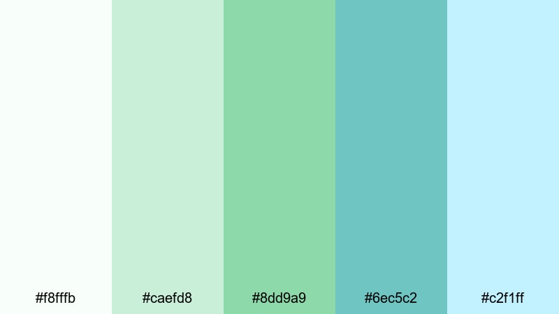 garden breeze opener white blue green color palette with hex codes