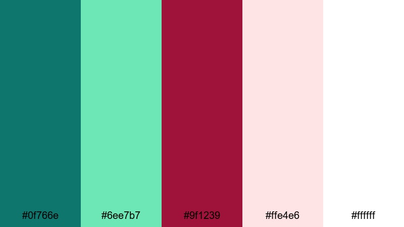 garden party whisper green maroon color palette with hex codes