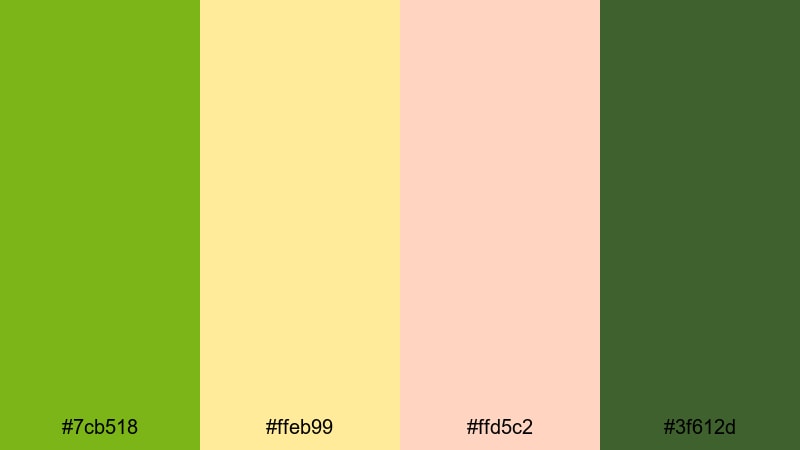 garden picnic breeze apple green color palette with hex codes