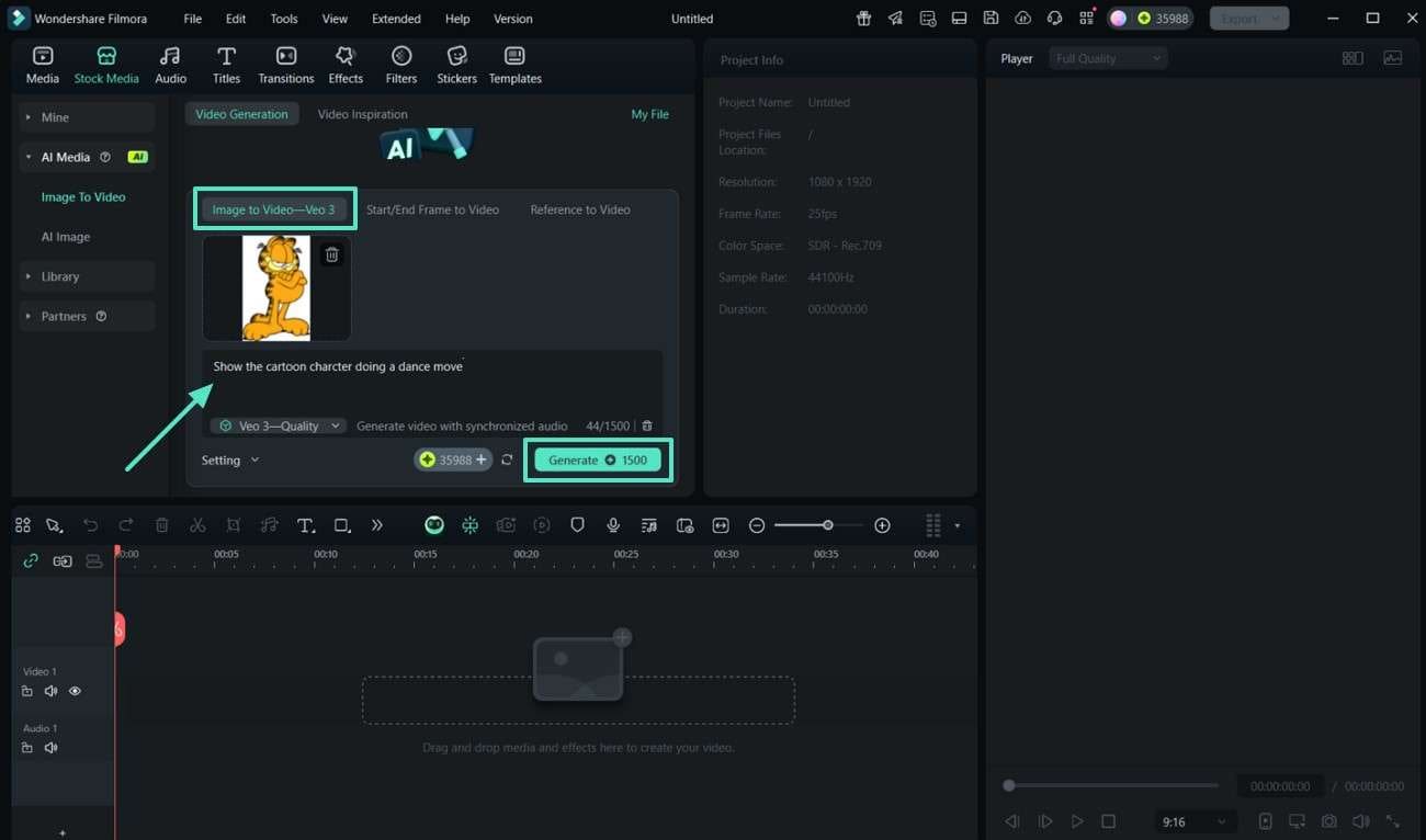 add image and prompt hit generate