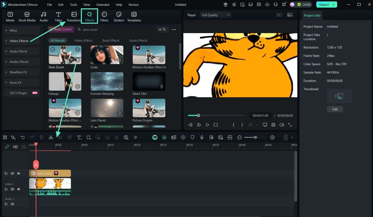 apply effects and transitions