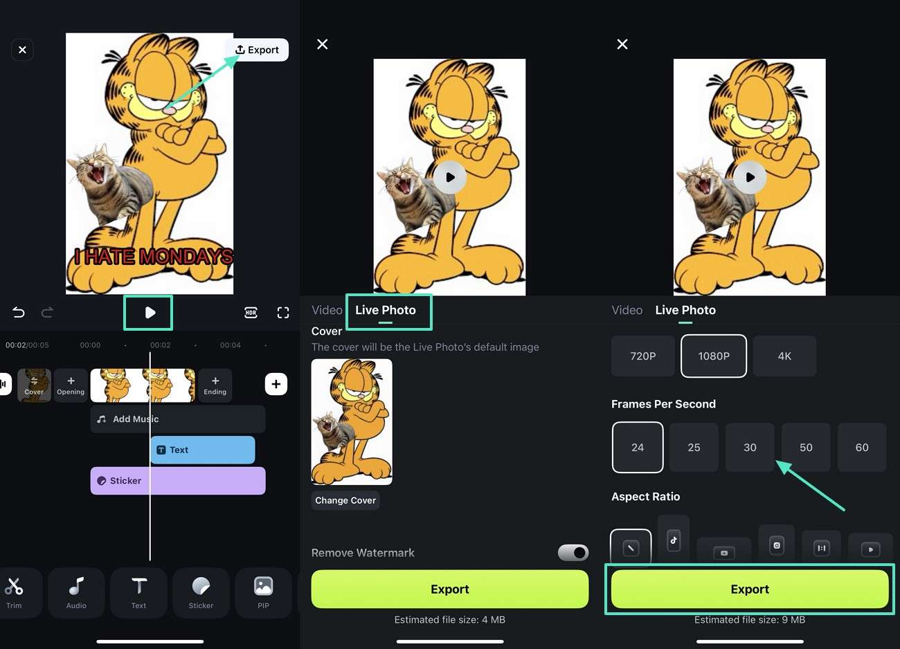 preview results and pick live photo