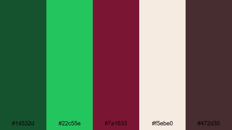 garnet garden gala green maroon color palette with hex codes