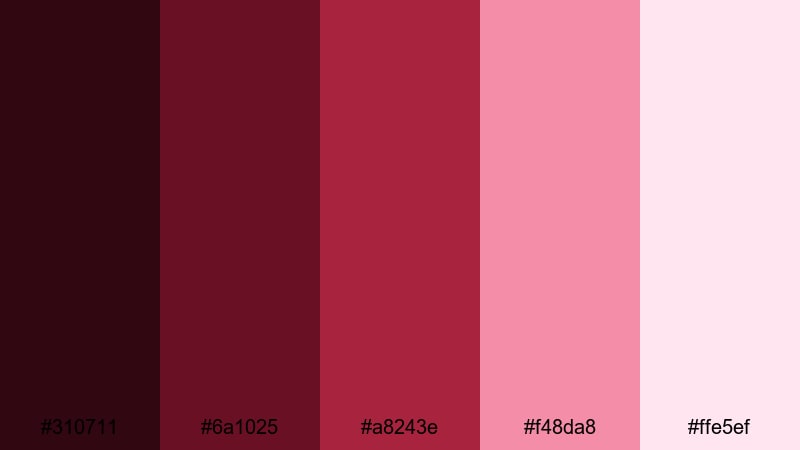 garnet rose evening dark red color palette with hex codes