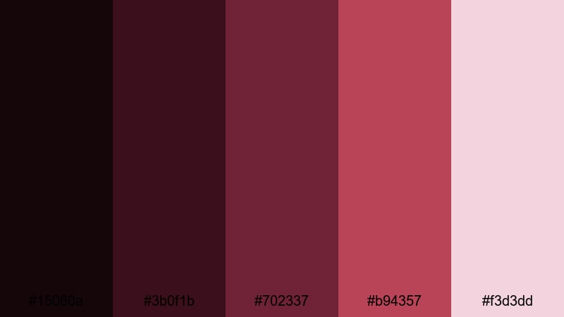 garnet wine romance black burgundy color palette with hex codes
