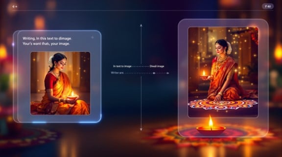 woman lighting diyas marble