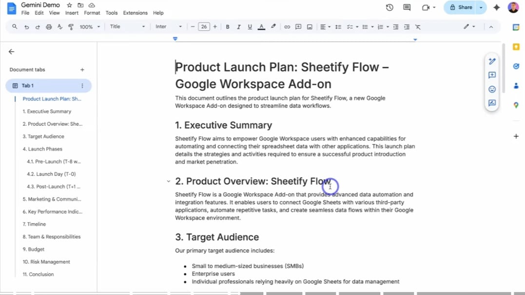 gemini google docs prompt