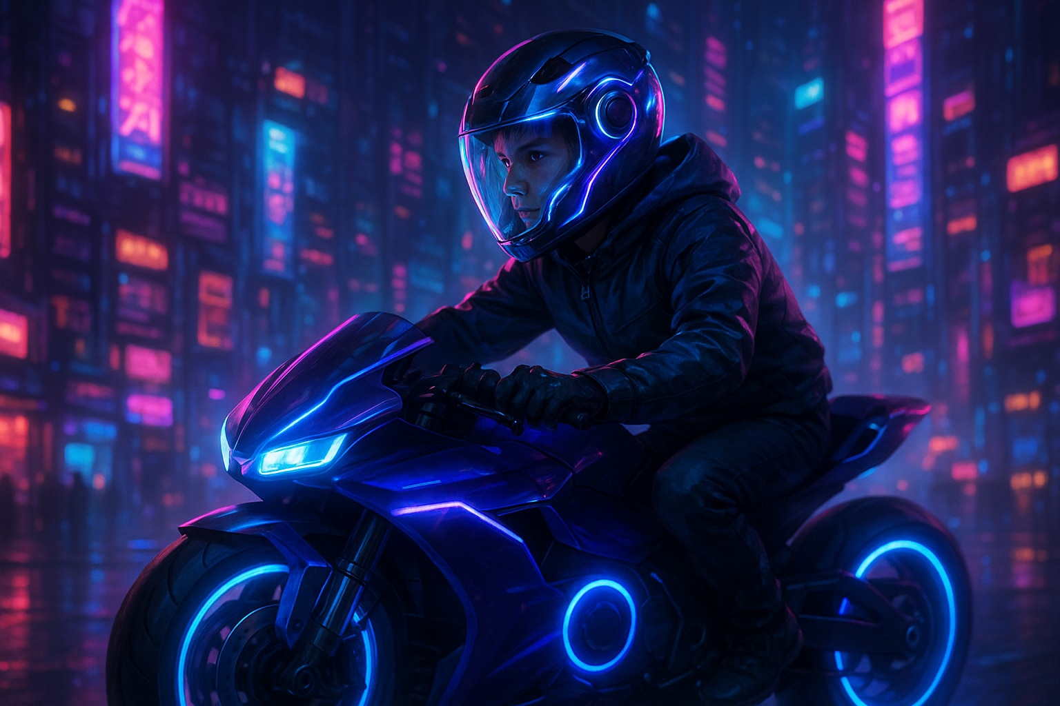 cyberpunk neon rider