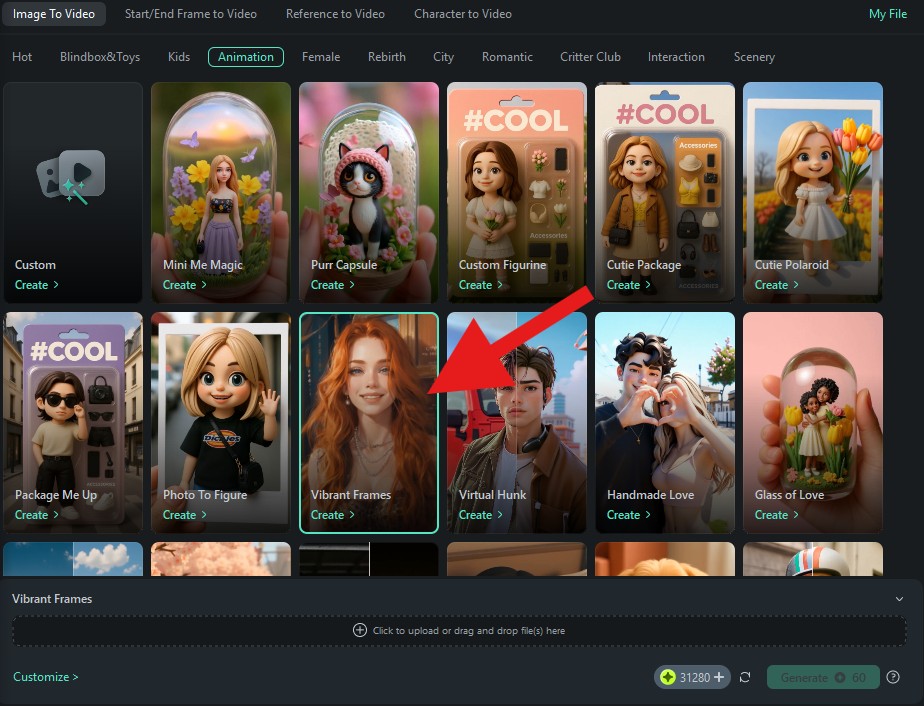 pick an image to video template