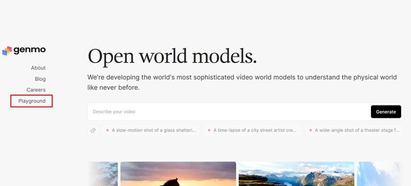 head to genmo ai playground