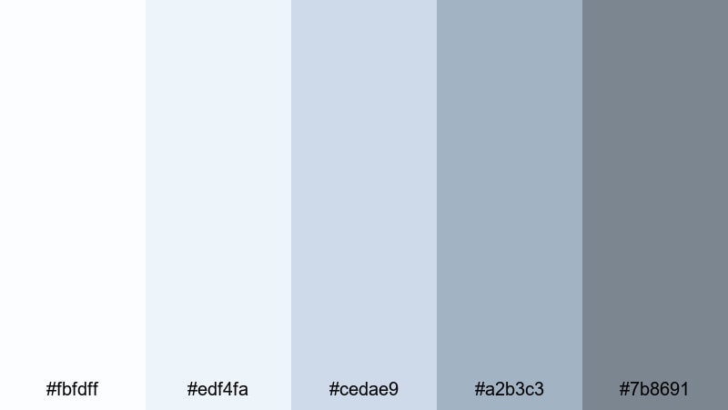 gentle breeze workspace white blue gray color palette with hex codes