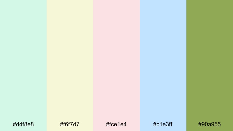 gentle dino friends kids color palette with hex codes