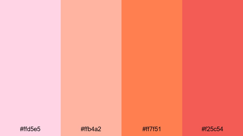 gentle ember haze pink red orange color palette with hex codes