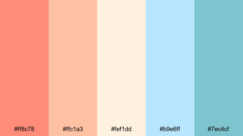 gentle lagoon glow coral reef color palette with hex codes