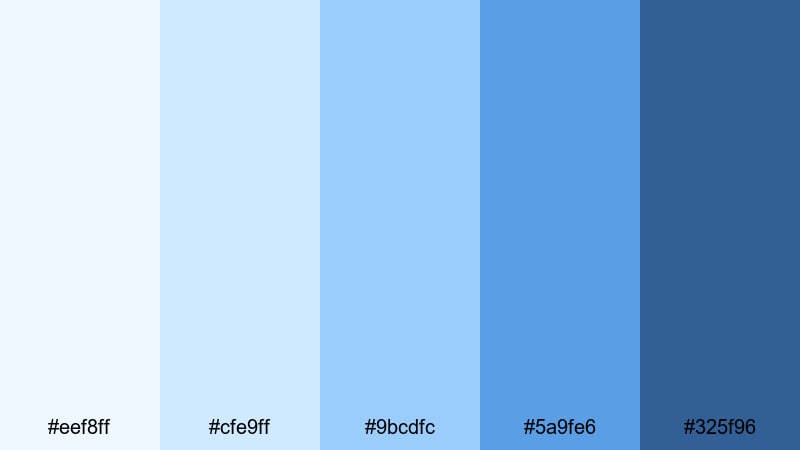 gentle tidal drift blue light blue color palette with hex codes