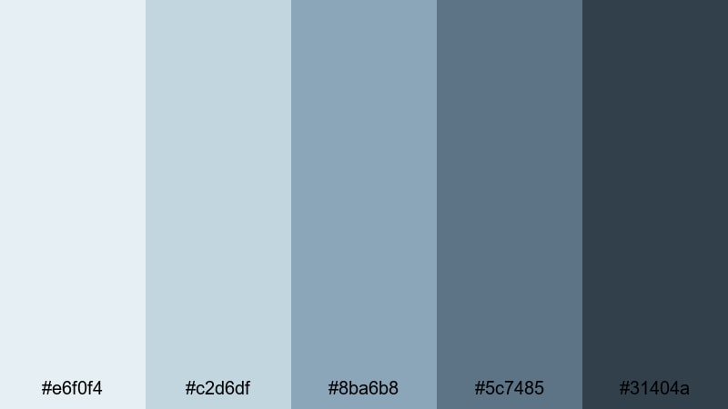 gentle tide drift blue gray color palette with hex codes