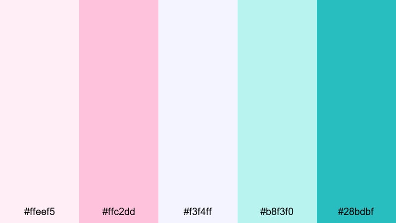 geometric ice sorbet pink turquoise color palette with hex codes
