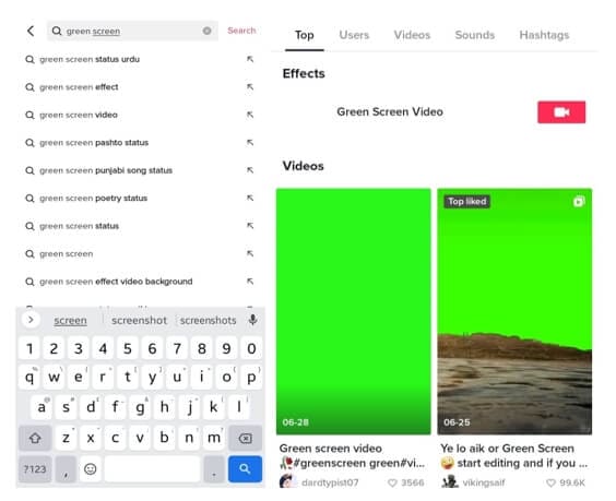 get green screen effects from others in TikTok