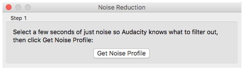 Audacity mendapatkan profil noise