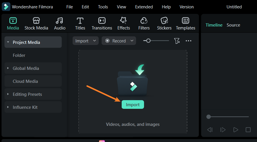 wondershare filmora import video