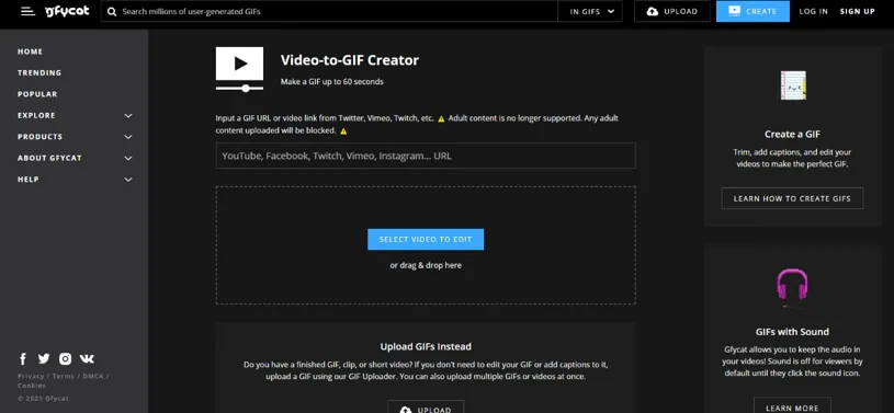 konversi vimeo ke gif dengan GfyCat