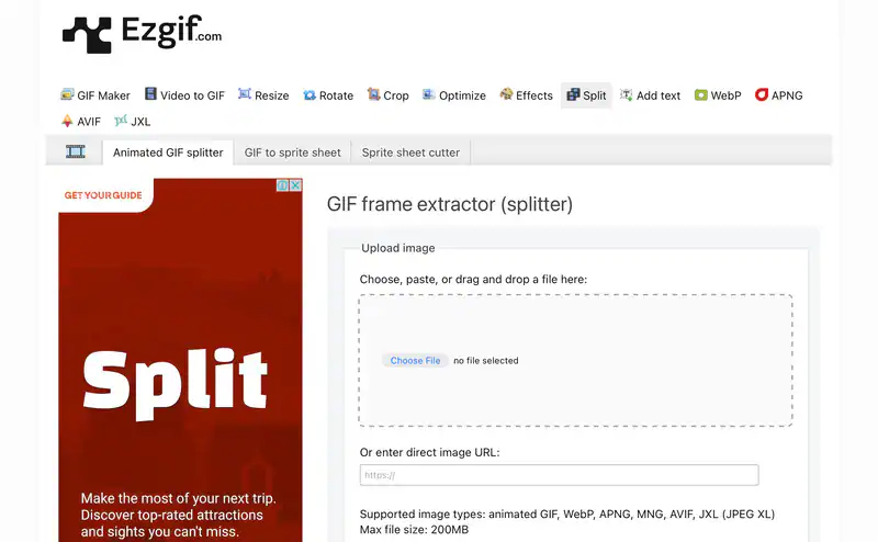 use online gif splitter ezgif