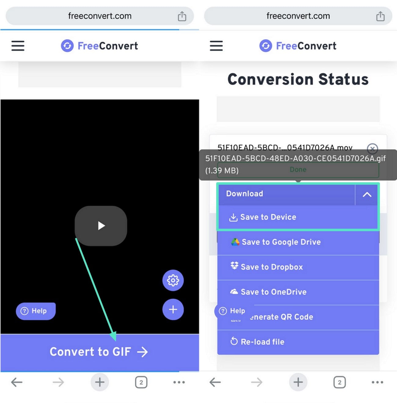save gif video to device