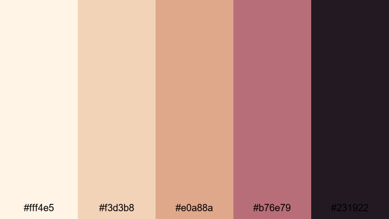 gilded gala night rose gold champagne color palette with hex codes