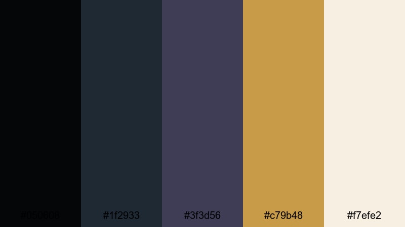 gilded noir premiere elegant color palette with hex codes